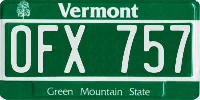 VT license plate OFX757