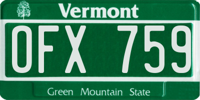 VT license plate OFX759
