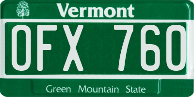 VT license plate OFX760