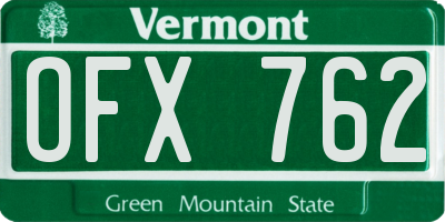 VT license plate OFX762