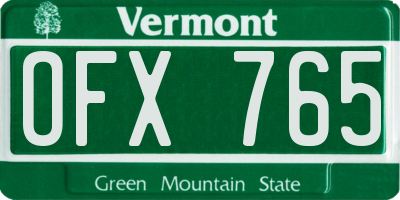 VT license plate OFX765