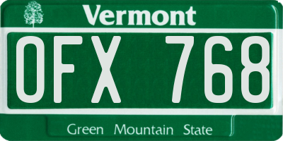 VT license plate OFX768