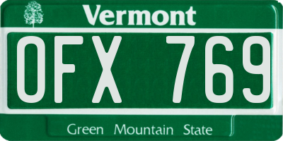 VT license plate OFX769