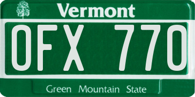 VT license plate OFX770