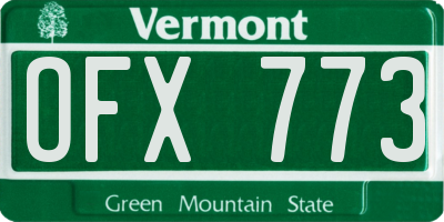 VT license plate OFX773