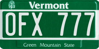 VT license plate OFX777