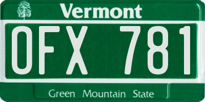 VT license plate OFX781