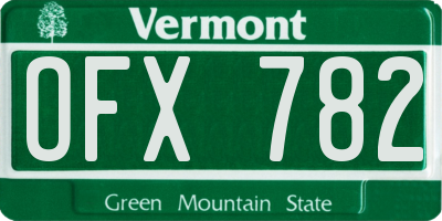 VT license plate OFX782