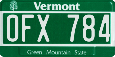VT license plate OFX784