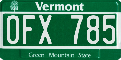 VT license plate OFX785