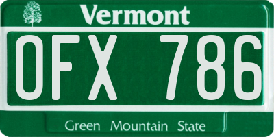 VT license plate OFX786