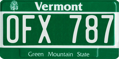 VT license plate OFX787