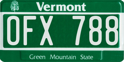VT license plate OFX788