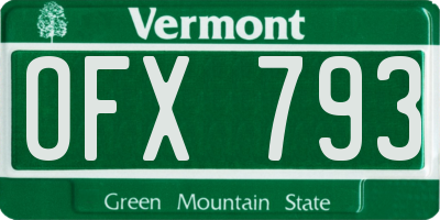 VT license plate OFX793