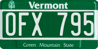 VT license plate OFX795