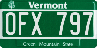 VT license plate OFX797
