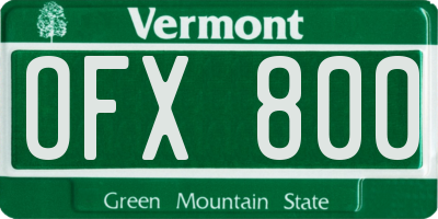 VT license plate OFX800
