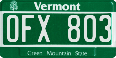 VT license plate OFX803
