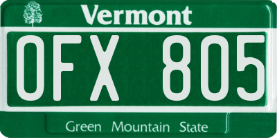 VT license plate OFX805