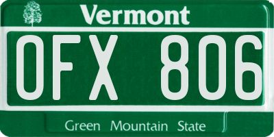 VT license plate OFX806