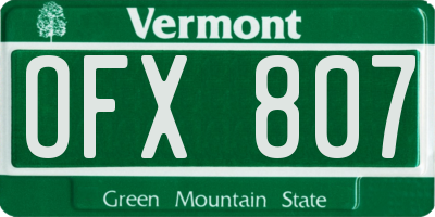 VT license plate OFX807