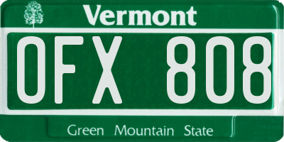 VT license plate OFX808