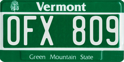 VT license plate OFX809