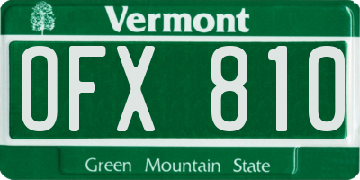VT license plate OFX810