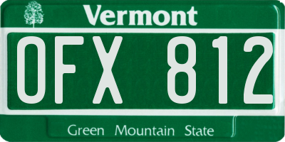 VT license plate OFX812