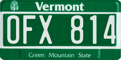 VT license plate OFX814
