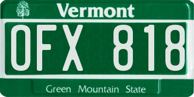 VT license plate OFX818