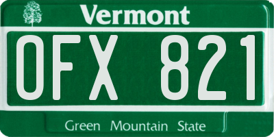 VT license plate OFX821
