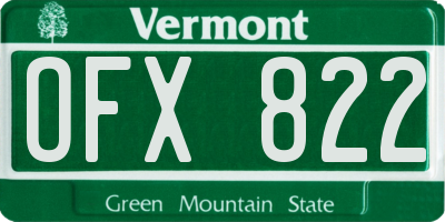 VT license plate OFX822