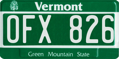 VT license plate OFX826