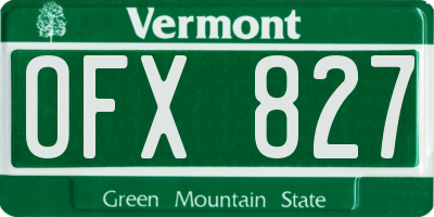 VT license plate OFX827