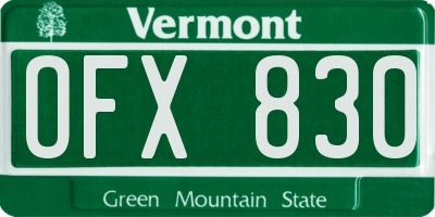 VT license plate OFX830