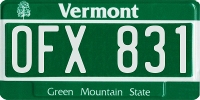 VT license plate OFX831