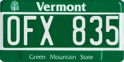 VT license plate OFX835