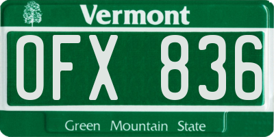 VT license plate OFX836
