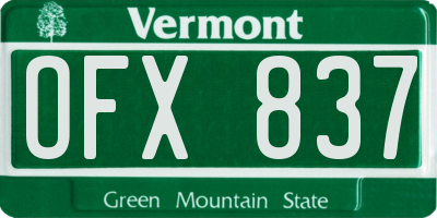 VT license plate OFX837