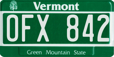 VT license plate OFX842