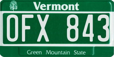 VT license plate OFX843