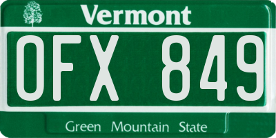 VT license plate OFX849