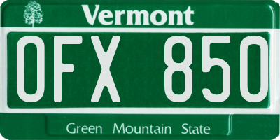VT license plate OFX850