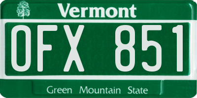 VT license plate OFX851