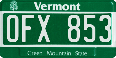 VT license plate OFX853