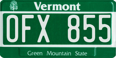 VT license plate OFX855