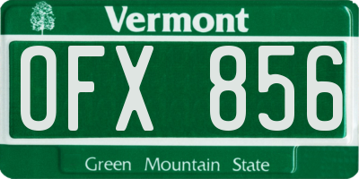 VT license plate OFX856