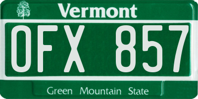 VT license plate OFX857