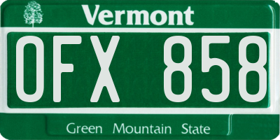 VT license plate OFX858
